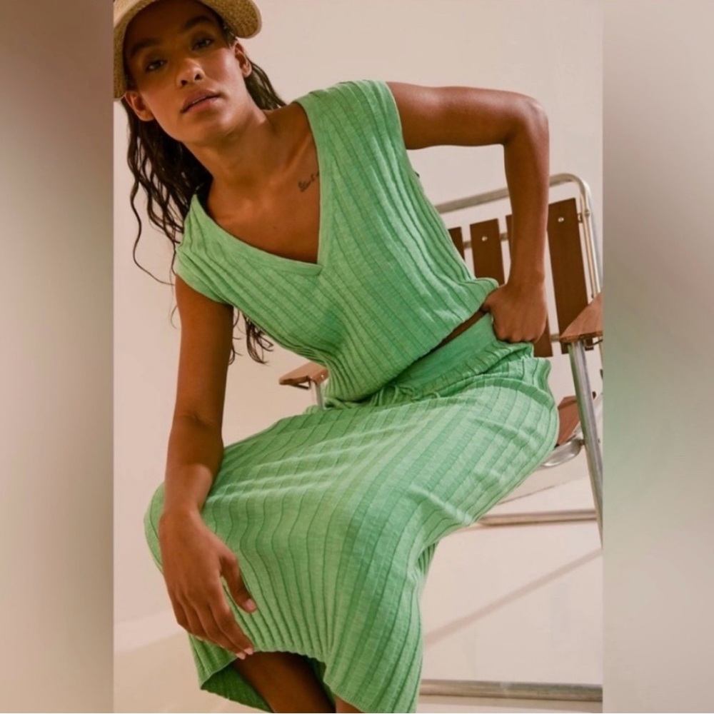 Free people Free-est Veda sweater set glass grass Midi Dress